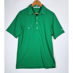 Criquet Polo Shirt Men Medium Green Short Sleeve Cotton Blend Casual Golf Preppy